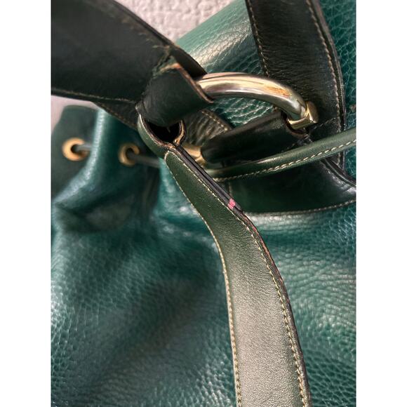 Vintage Mark Cross Rare Large Emerald Green Leather Backpack Italy #132 0700 - Picture 14 of 16
